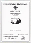 Urkunde zum Markenschutz fr das Saalower Kruterschwein